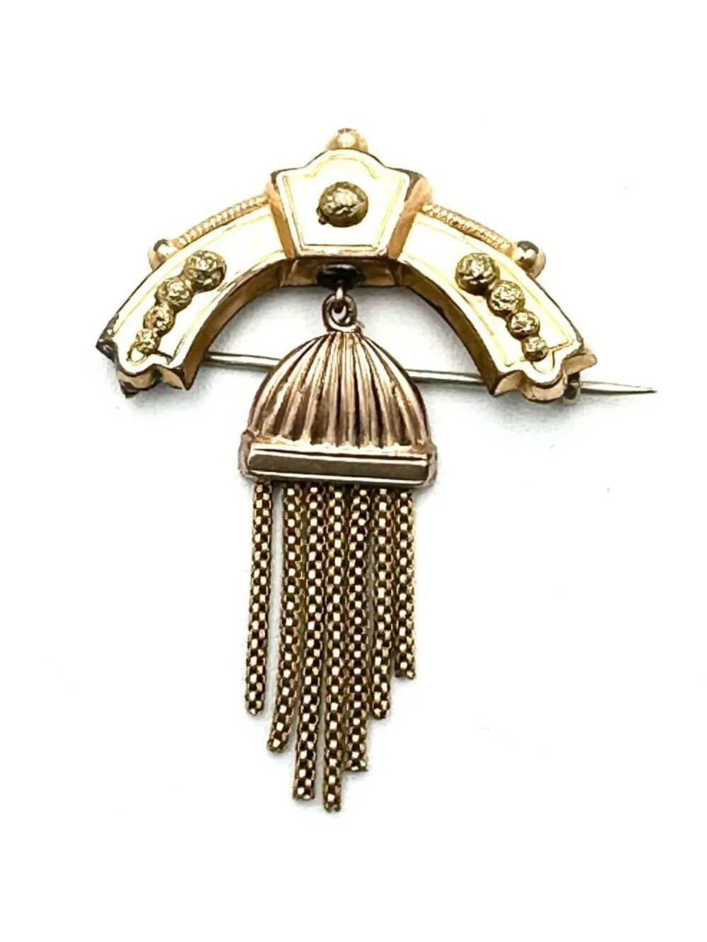 Antique Victorian Brooch Pin 10K Yellow Gold Fringe Pendant Design 3.49 Grams